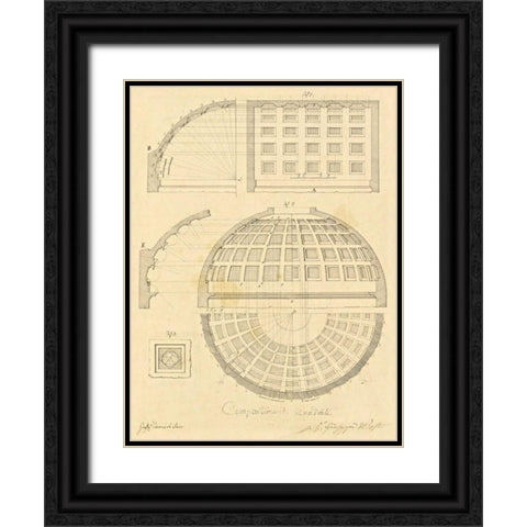 Plate 42 for Elements of Civil Architecture, ca. 1818-1850 Black Ornate Wood Framed Art Print with Double Matting by Vannini, Giuseppe