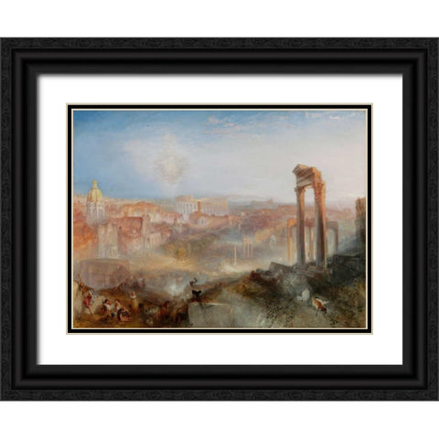 Modern Rome - Campo Vaccino Black Ornate Wood Framed Art Print with Double Matting by Turner, Joseph M.W.