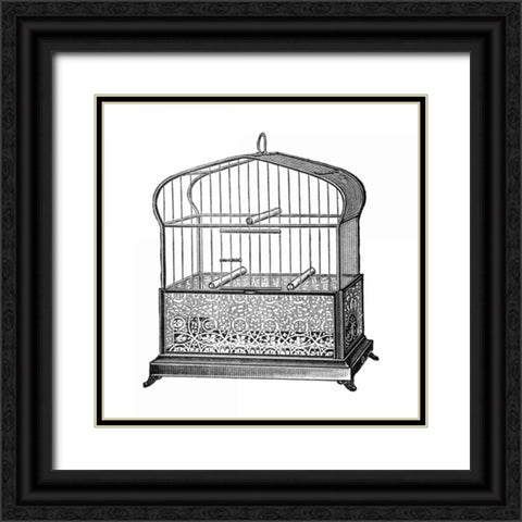 Etchings: Birdcage - Onion-peak top, filigree pattern base Black Ornate Wood Framed Art Print with Double Matting by Catalog Illustration