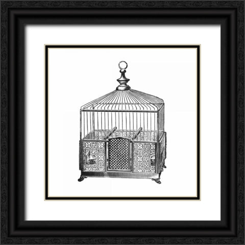 Etchings: Birdcage - Pyramidal top, patterned base. Black Ornate Wood Framed Art Print with Double Matting by Catalog Illustration