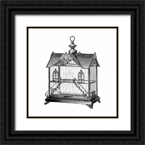 Etchings: Birdcage - Victorian house with steps. Black Ornate Wood Framed Art Print with Double Matting by Catalog Illustration