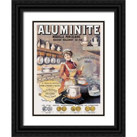 Cooks: Aluminite Black Ornate Wood Framed Art Print with Double Matting by Tamagno, Francisco