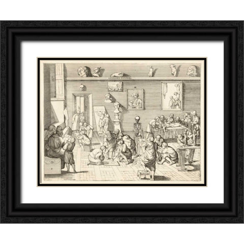 Academia dpitori Black Ornate Wood Framed Art Print with Double Matting by Alberti, Pietro Francesco