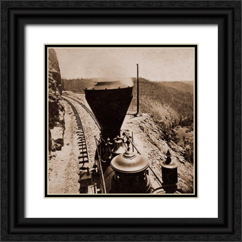 Rounding Cape Horn, California, Road to Iowa Hill from the river, in the distance, 1866-1869 Black Ornate Wood Framed Art Print with Double Matting by Hart, Alfred A.