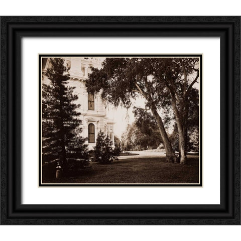 Thurlow Lodge, Menlo Park, California - Lawn and House, 1874 Black Ornate Wood Framed Art Print with Double Matting by Watkins, Carleton