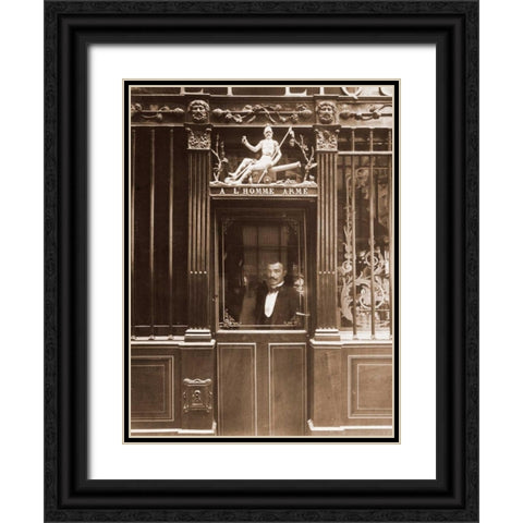 25, Rue des Blancs Manteaux - Cafe, rue des Blancs Manteaux. Sepia Black Ornate Wood Framed Art Print with Double Matting by Atget, Eugene