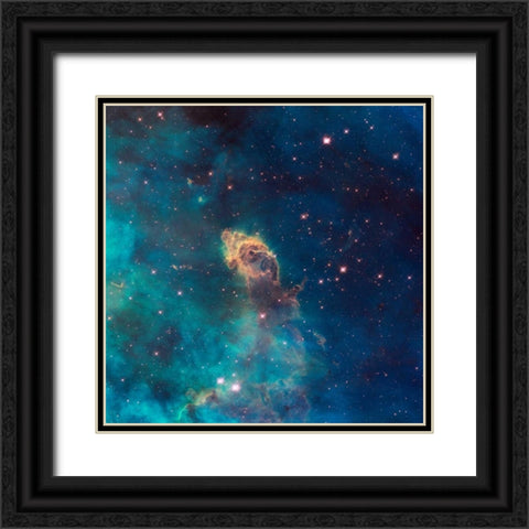 Jet in Carina -  WFC3 UVIS Full Field Black Ornate Wood Framed Art Print with Double Matting by NASA