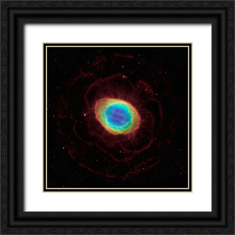 Hubble Reveals the Ring Nebulas True Shape Black Ornate Wood Framed Art Print with Double Matting by NASA