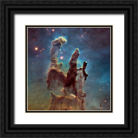 2014 Hubble WFC3/UVIS  High Definition Image of M16 - Pillars of Creation Black Ornate Wood Framed Art Print with Double Matting by NASA