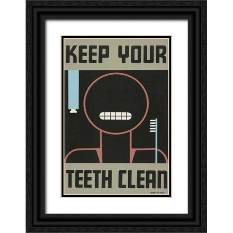 Keep your teeth clean Black Ornate Wood Framed Art Print with Double Matting by WPA