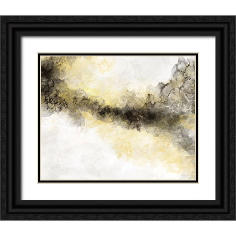 Waves of Gray and Yellow Black Ornate Wood Framed Art Print with Double Matting by Bawden, Angela