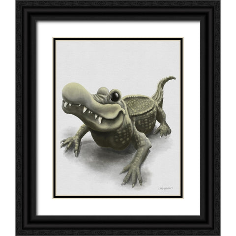 Gabe the Gator Black Ornate Wood Framed Art Print with Double Matting by Bawden, Angela