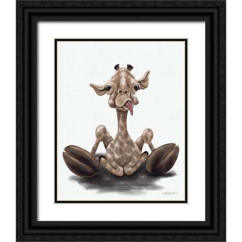 Jeffrey the Giraffe Black Ornate Wood Framed Art Print with Double Matting by Bawden, Angela