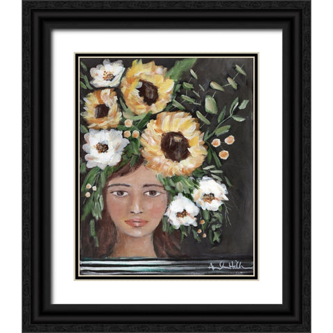 Sunflowers for you Black Ornate Wood Framed Art Print with Double Matting by Hilburn, Amanda