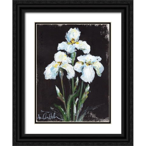 Contrasting Irises Black Ornate Wood Framed Art Print with Double Matting by Hilburn, Amanda