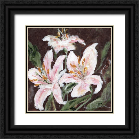 Stargazer Lily Trio Black Ornate Wood Framed Art Print with Double Matting by Hilburn, Amanda