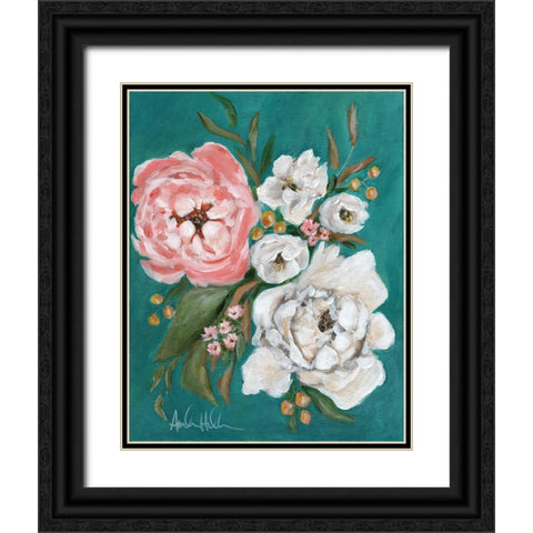 Spring Blossoms and Peonies Black Ornate Wood Framed Art Print with Double Matting by Hilburn, Amanda
