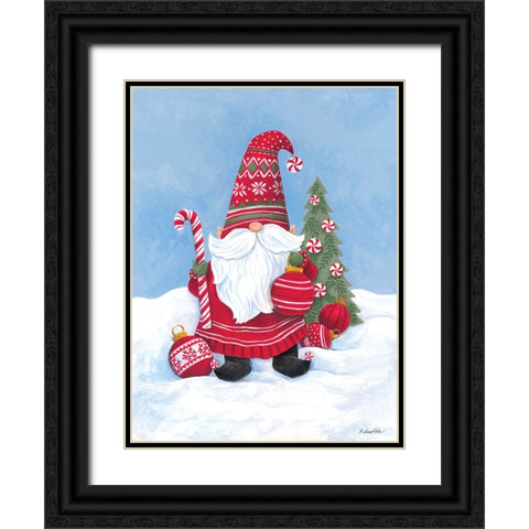 Gnome Santa Black Ornate Wood Framed Art Print with Double Matting by Kater, Diane