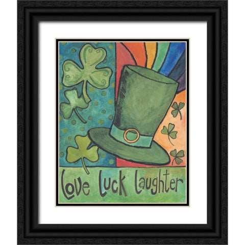 Love-Luck-Laughter Black Ornate Wood Framed Art Print with Double Matting by Deming, Bernadette