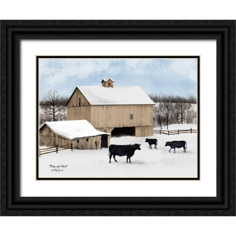 Black and White Black Ornate Wood Framed Art Print with Double Matting by Jacobs, Billy