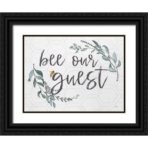 Bee Our Guest   Black Ornate Wood Framed Art Print with Double Matting by Boyer, Susie