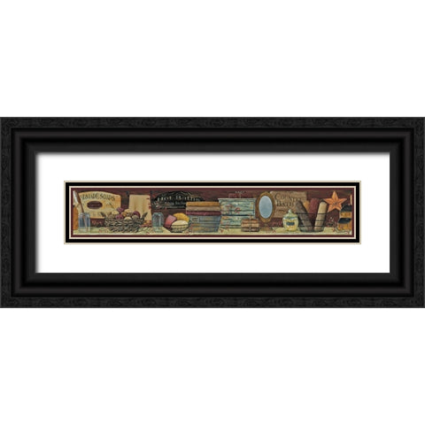Country Bath Shelf Black Ornate Wood Framed Art Print with Double Matting by Britton, Pam