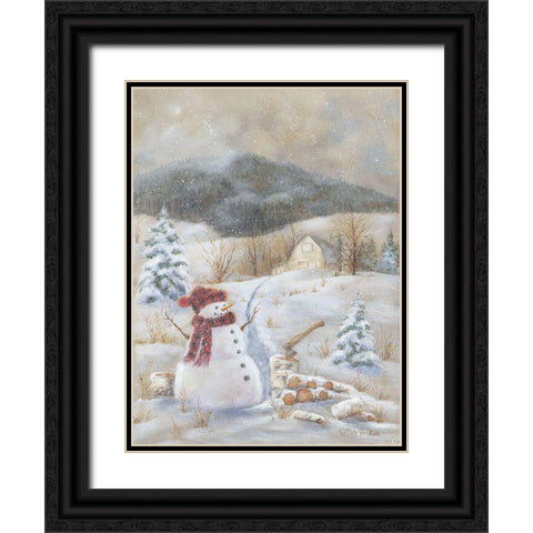 Snowy Day Fun Black Ornate Wood Framed Art Print with Double Matting by Britton, Pam