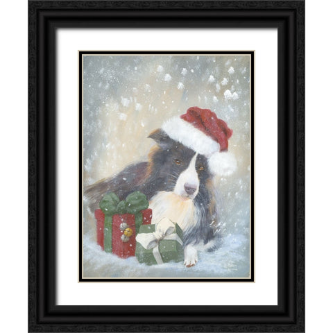 A Furry Santa Black Ornate Wood Framed Art Print with Double Matting by Britton, Pam