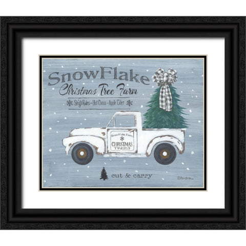 Snowflake Christmas Tree Farm Black Ornate Wood Framed Art Print with Double Matting by Britton, Pam