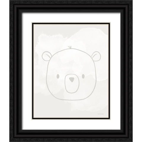Soft Bear Black Ornate Wood Framed Art Print with Double Matting by Lady Louise Designs