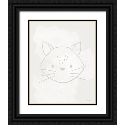 Soft Cat Black Ornate Wood Framed Art Print with Double Matting by Lady Louise Designs