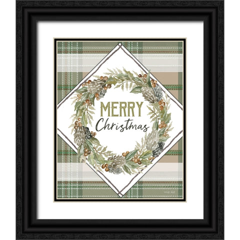 Merry Christmas Black Ornate Wood Framed Art Print with Double Matting by Jacobs, Cindy