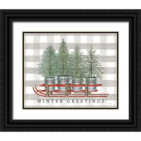 Winter Greetings Black Ornate Wood Framed Art Print with Double Matting by Jacobs, Cindy