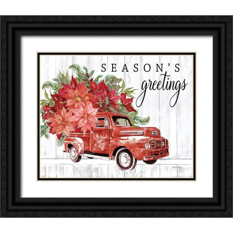 Seasons Greetings Black Ornate Wood Framed Art Print with Double Matting by Jacobs, Cindy
