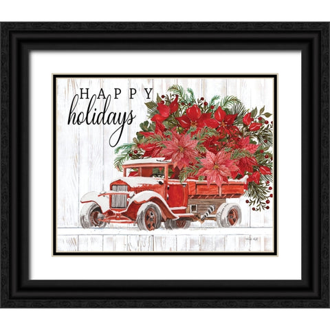 Happy Holidays Black Ornate Wood Framed Art Print with Double Matting by Jacobs, Cindy