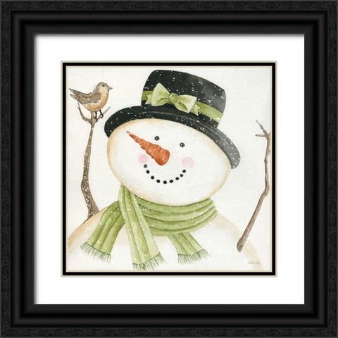 Mrs. Frosty Black Ornate Wood Framed Art Print with Double Matting by Jacobs, Cindy
