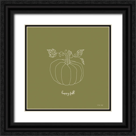 Happy Fall Black Ornate Wood Framed Art Print with Double Matting by Jacobs, Cindy