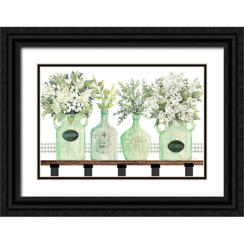 Shades of Celadon Black Ornate Wood Framed Art Print with Double Matting by Jacobs, Cindy