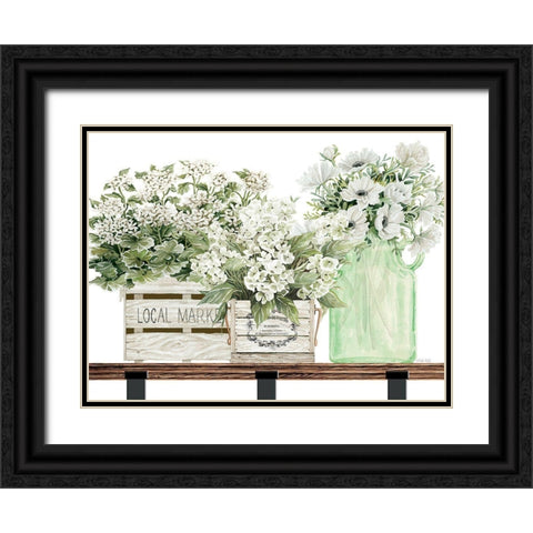 Almond Milk Flowers Black Ornate Wood Framed Art Print with Double Matting by Jacobs, Cindy
