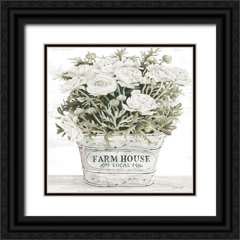 Farm House Flowers Black Ornate Wood Framed Art Print with Double Matting by Jacobs, Cindy