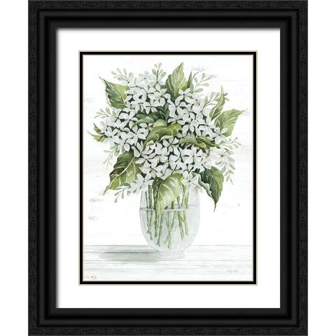 Simple Floral on White Black Ornate Wood Framed Art Print with Double Matting by Jacobs, Cindy