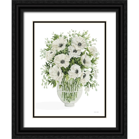Poppies on White Black Ornate Wood Framed Art Print with Double Matting by Jacobs, Cindy