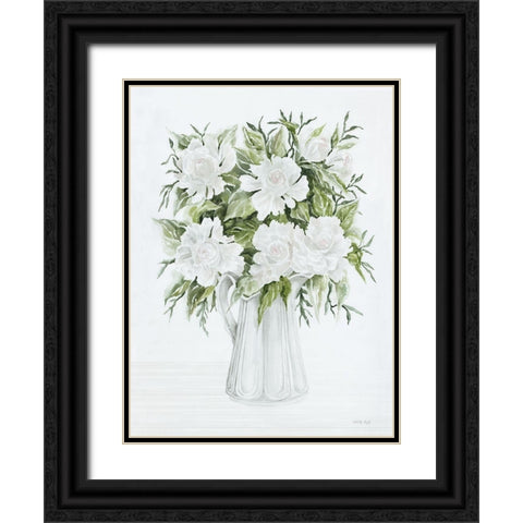 Pitcher of Peonies Black Ornate Wood Framed Art Print with Double Matting by Jacobs, Cindy