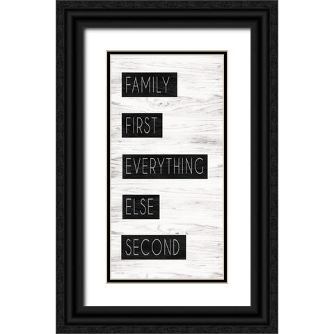 Family First Black Ornate Wood Framed Art Print with Double Matting by Jacobs, Cindy