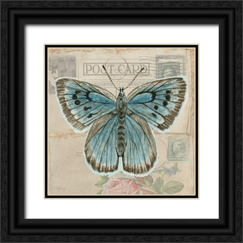 Postcard Butterfly I Black Ornate Wood Framed Art Print with Double Matting by Jacobs, Cindy