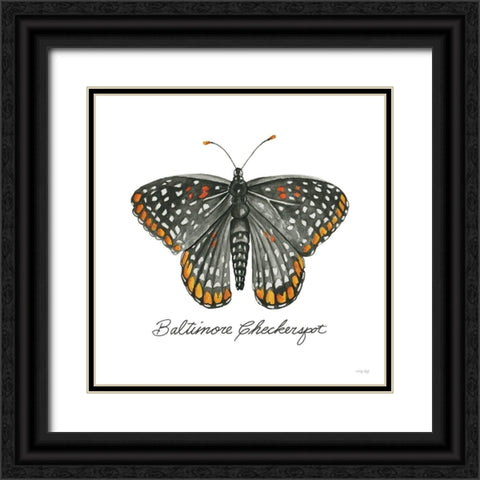 Baltimore Checkerspot Black Ornate Wood Framed Art Print with Double Matting by Jacobs, Cindy