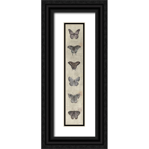 Row of Butterflies II Black Ornate Wood Framed Art Print with Double Matting by Jacobs, Cindy