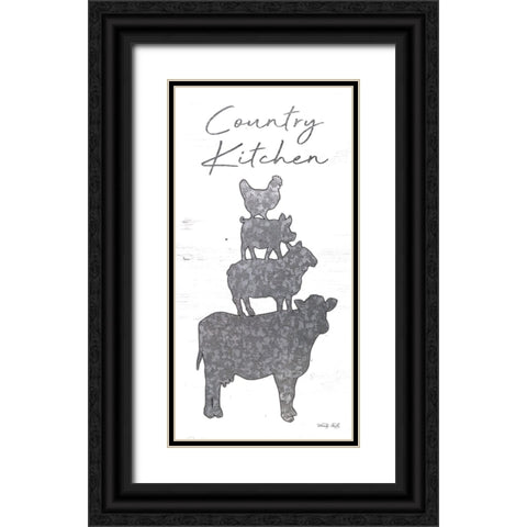 Country Kitchen Farm Animals Black Ornate Wood Framed Art Print with Double Matting by Jacobs, Cindy