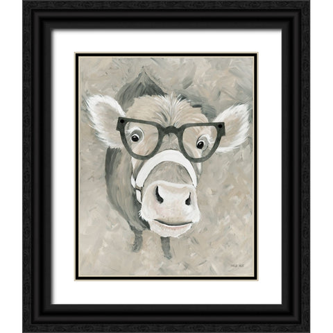 Hello There Cow Black Ornate Wood Framed Art Print with Double Matting by Jacobs, Cindy