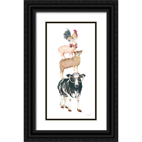 Farm Animal Stack Black Ornate Wood Framed Art Print with Double Matting by Jacobs, Cindy